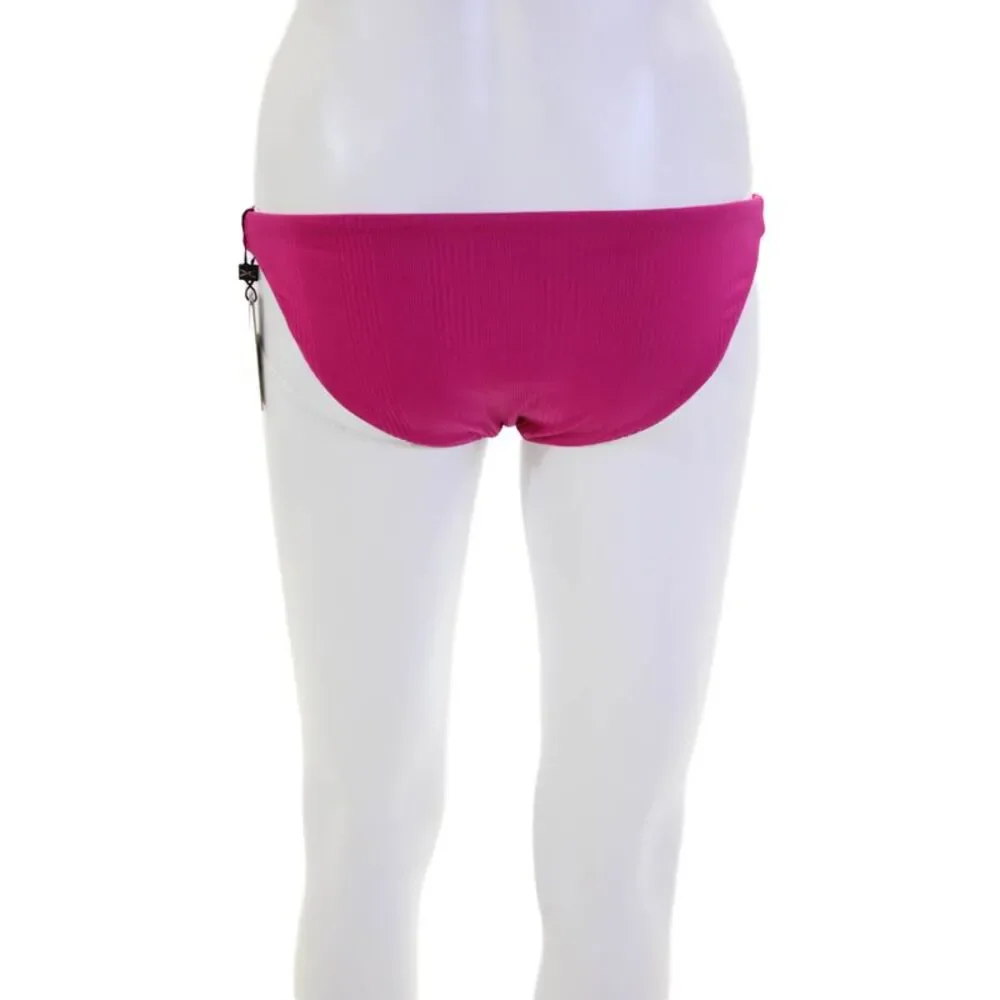 Vitamin A Womens Textured Reversible Luciana Full Bikini Bottoms Hot Pink Size X